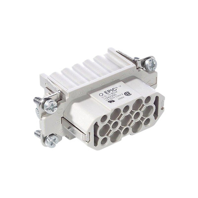 Epic Contact Heavy Duty Power Connector Insert, 10A, Male, H-D Series, 16 Contacts