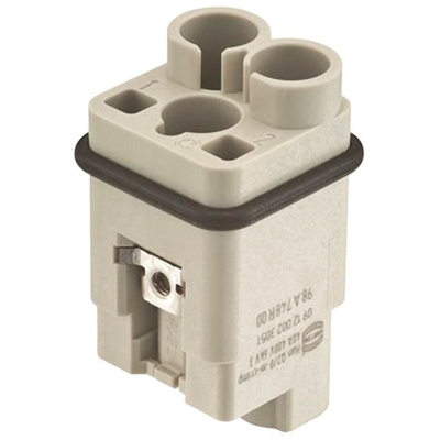 HARTING Heavy Duty Power Connector Insert, 40A, Male, HAN Q Series, 2 Contacts