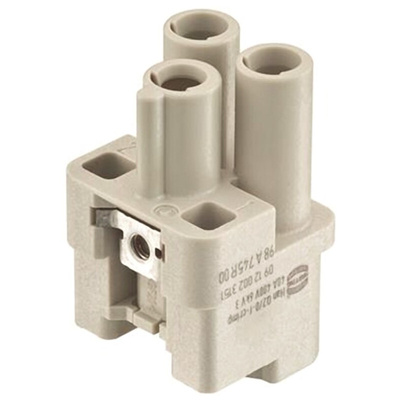 HARTING Heavy Duty Power Connector Insert, 40A, Female, HAN Q Series, 2 Contacts