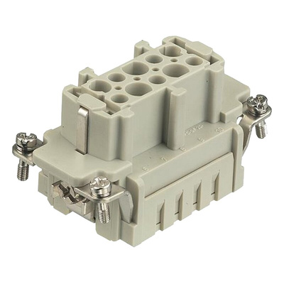 HARTING Heavy Duty Power Connector Insert, 16A, Female, Han E HMC Series, 10 Contacts