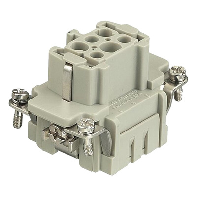 HARTING Heavy Duty Power Connector Insert, 16A, Female, Han E HMC Series, 6 Contacts