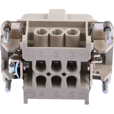 Epic Contact Connector Insert, 6 Way, 16A, Male, H-BE, Cable Mount, 600 V