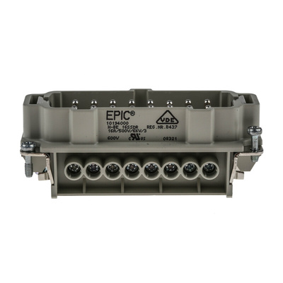 Epic Contact Connector Insert, 16 Way, 16A, Male, H-BE, Cable Mount, 600 V