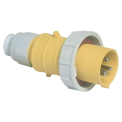 Bals IP67 Yellow Wall Mount 2P+E Industrial Power Plug, Rated At 32.0A, 110.0 V