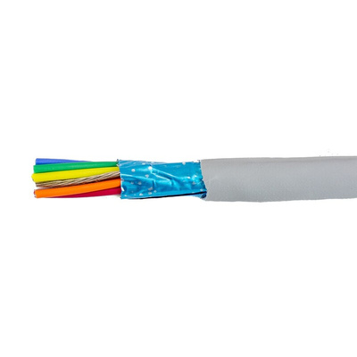 Alpha Wire EcoCable Mini Control Cable, 10 Cores, 0.15 mm², ECO, Screened, 30m, Grey mPPE Sheath, 26 AWG