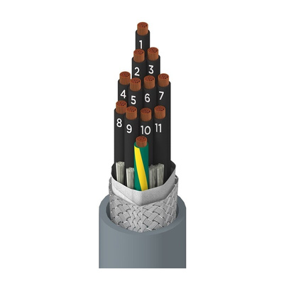 Alpha Wire Xtra-Guard Flex Multicore Industrial Cable, 12 Cores, Screened, 30.5m, Grey