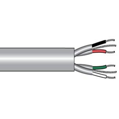 Alpha Wire 6072C Control Cable, 3 Cores, 0.75 mm², Unscreened, 1000ft, Grey PVC Sheath, 18 AWG