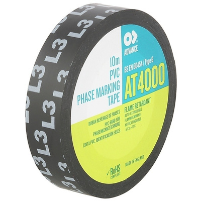 Advance Tapes AT4000 Black PVC Electrical Tape, 15mm x 10m