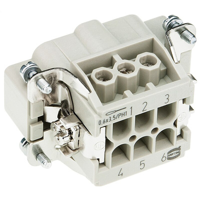 HARTING Connector Set, 6 Way, 16A, Male, Han E, 500 V
