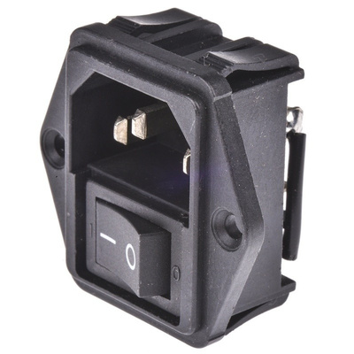 TE Connectivity,15A,250 V ac Male Flange Mount IEC Filter 2 Pole 1-1609112-4,Spade None Fuse