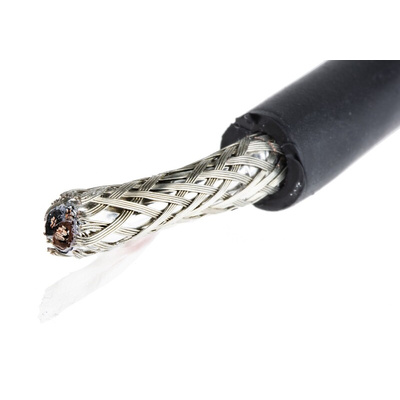 Alpha Wire Xtra-Guard 4 Control Cable, 2 Cores, 0.35 mm², Screened, 30m, Black TPE Sheath, 22 AWG