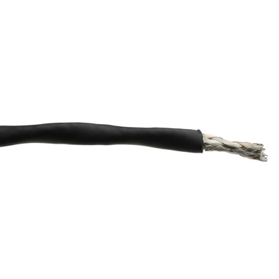TE Connectivity 100E Control Cable, 2 Cores, 0.5 mm², Screened, 100m, Black LSZH Sheath, 20 AWG