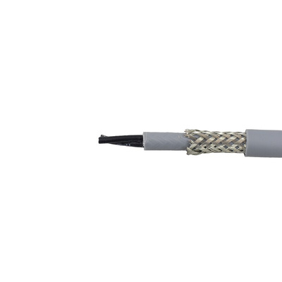 Alpha Wire Control Cable, 2 Cores, 1.5 mm², CY, Screened, 100m, Grey PVC Sheath