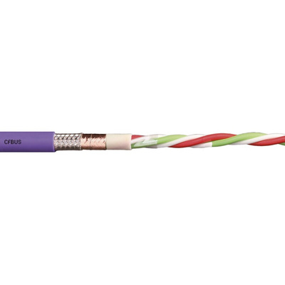 Igus chainflex CFBUS Data Cable, 4 Cores, 0.25 mm², Screened, 25m, Purple TPE Sheath, 24 AWG