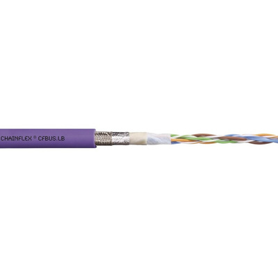 Igus chainflex CFBUS.LB Data Cable, 2 Cores, 0.5 mm², Screened, 25m, Purple TPE Sheath, 20 AWG