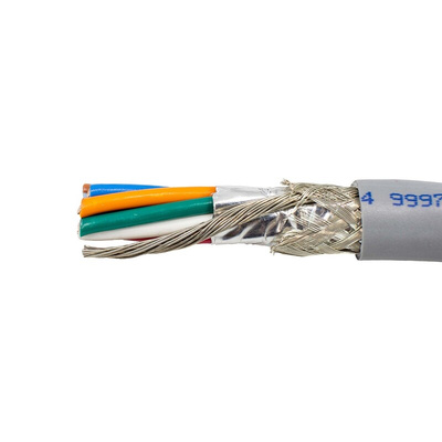 Alpha Wire Control Cable, 9 Cores, Screened, 305m, Grey PVC Sheath, 24 AWG