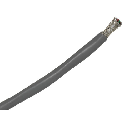 Alpha Wire 6334 Control Cable, 10 Cores, 0.2 mm², Screened, 30m, Grey PVC Sheath, 24 AWG
