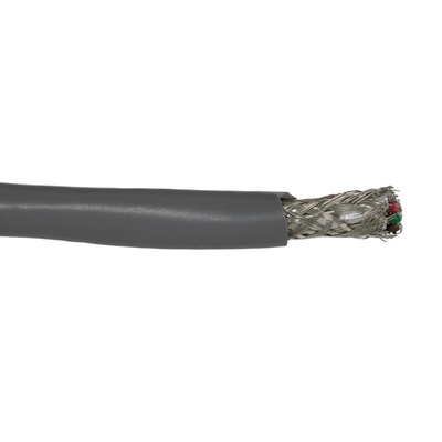 Alpha Wire 6334 Control Cable, 10 Cores, 0.2 mm², Screened, 30m, Grey PVC Sheath, 24 AWG