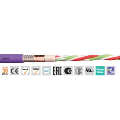 Igus chainflex CFBUS Data Cable, 8 Cores, 0.15 mm², Screened, 50m, Purple TPE Sheath, 26 AWG