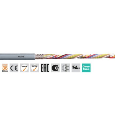 Igus chainflex CF240 Data Cable, 3 Cores, 0.14 mm², Screened, 50m, Grey PVC Sheath, 26 AWG