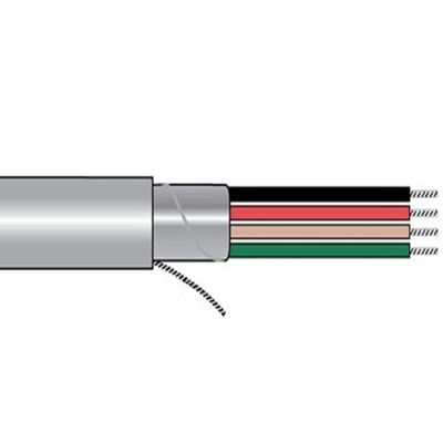 Alpha Wire M3244 Control Cable, 4 Cores, 0.75 mm², Screened, 500ft, Grey PVC Sheath, 18 AWG