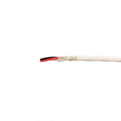 2834/3 Control Cable, 3 Cores, 0.35 mm², DEF STAN, Screened, 100ft, White PVC Sheath, 22 AWG