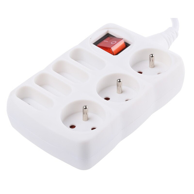 1.5m 7 Socket Type C - Europe, Type E - French Extension Lead, 250 V ac