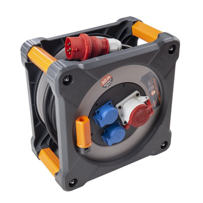 brennenstuhl 30m 3 Socket Type F - German Schuko Cable Reel, 400 V ac, IP44