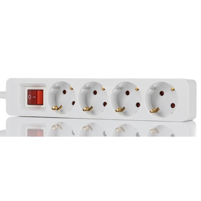 RS PRO 1.5m 4 Socket Schuko Extension Lead, 250 V, IP20