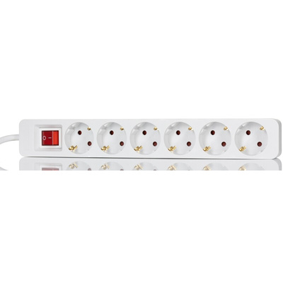 RS PRO 2m 6 Socket Schuko Socket, 250 V, IP20