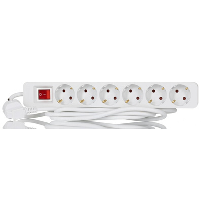 RS PRO 2m 6 Socket Schuko Socket, 250 V, IP20