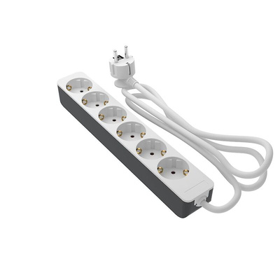RS PRO 2m 6 Socket Schuko Socket, 250 V, IP20