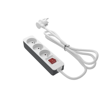 RS PRO 4m 3 Socket Type E - French Trailing Socket, 250 V, IP20