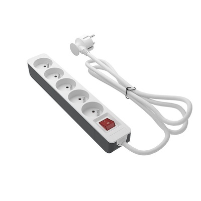 RS PRO 1.5m 5 Socket Type E - French Trailing Socket, 250 V, IP20