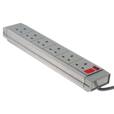 RS PRO 2m 6 Socket Type G - British Extension Lead, 230 V ac