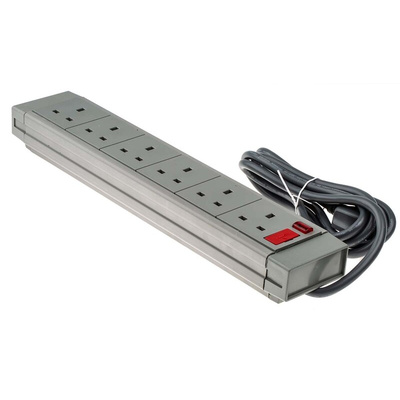 RS PRO 2m 6 Socket Type G - British Extension Lead, 230 V ac