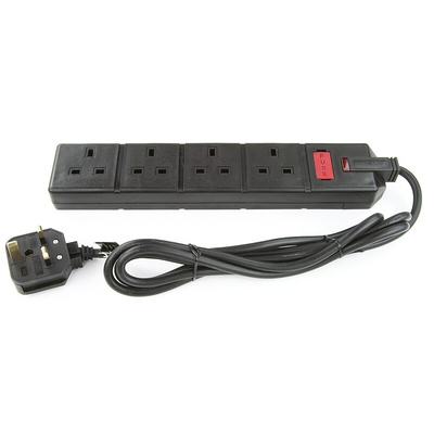 RS PRO 2m 4 Socket Type G - British Extension Lead
