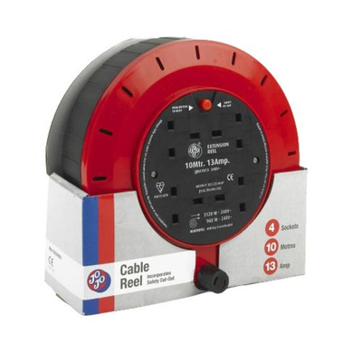 Schneider Electric 10m 4 Socket Type G - British Cable Reel, 240 V