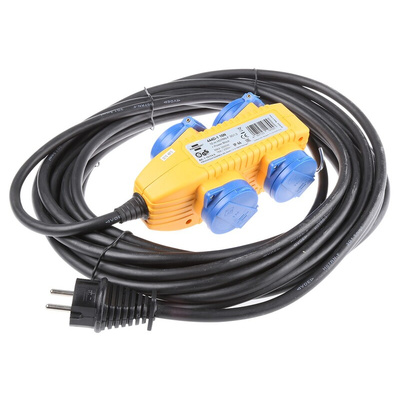 brennenstuhl 10m 4 Socket Type F - German Schuko Extension Lead, 230 V, IP44