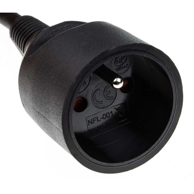 RS PRO 3m 1 Socket Type E - French Extension Lead, 230 V ac