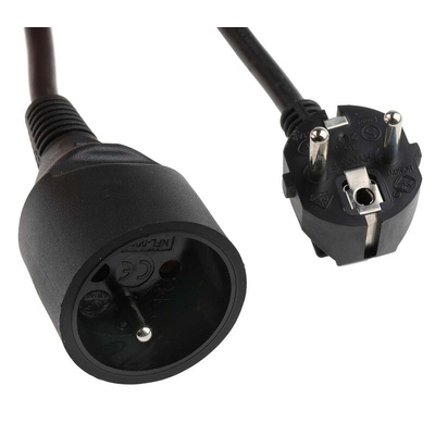 RS PRO 10m 1 Socket Type E - French Extension Lead, 230 V ac