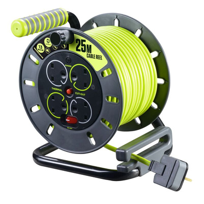 RS PRO 25m 4 Socket Type G - British Cable Reel, 240 V