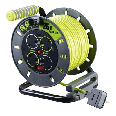 RS PRO 25m 4 Socket Type G - British Cable Reel, 240 V