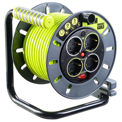 RS PRO 25m 4 Socket Type F - German Schuko Cable Reel, 240 V
