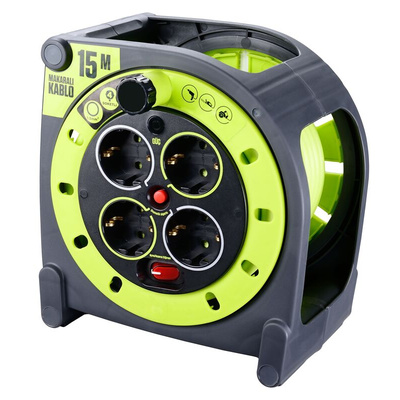 RS PRO 15m 4 Socket Type F - German Schuko Cable Reel, 240 V