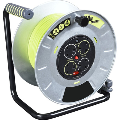 RS PRO 40m 4 Socket Type G - British Cable Reel, 240 V