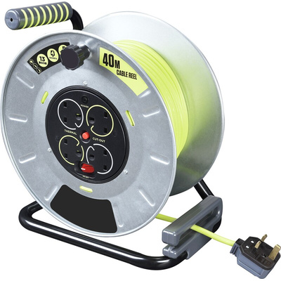 RS PRO 40m 4 Socket Type G - British Cable Reel, 240 V