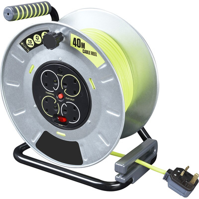 RS PRO 40m 4 Socket Type G - British Cable Reel, 240 V