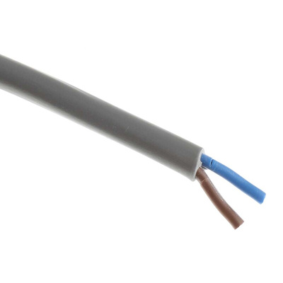 RS PRO 2 Core Power Cable, 0.75 mm², 100m, Grey PVC Sheath, 3182Y, 6 A, 500 V