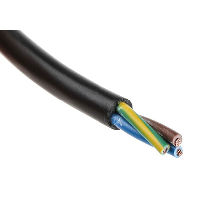 RS PRO 3 Core Power Cable, 0.75 mm², 100m, Black PVC Sheath, 3183Y, 6 A, 500 V